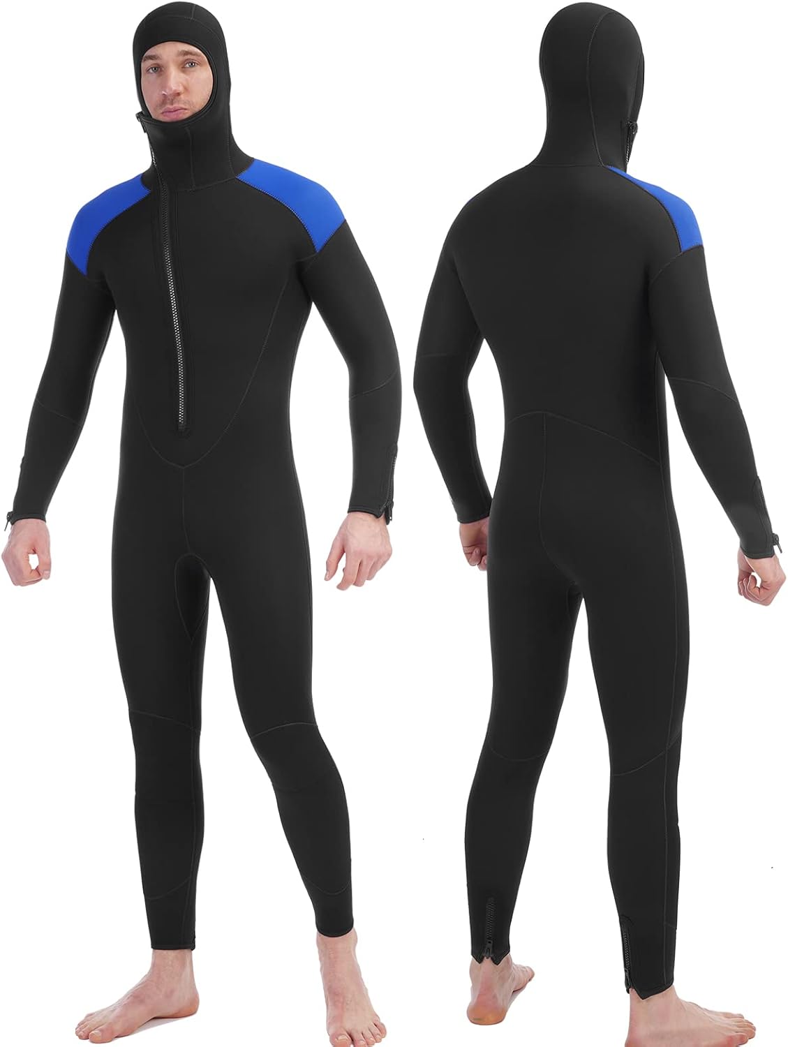 REALON 5mm Neoprene Men Wetsuit with Hooded Full Body