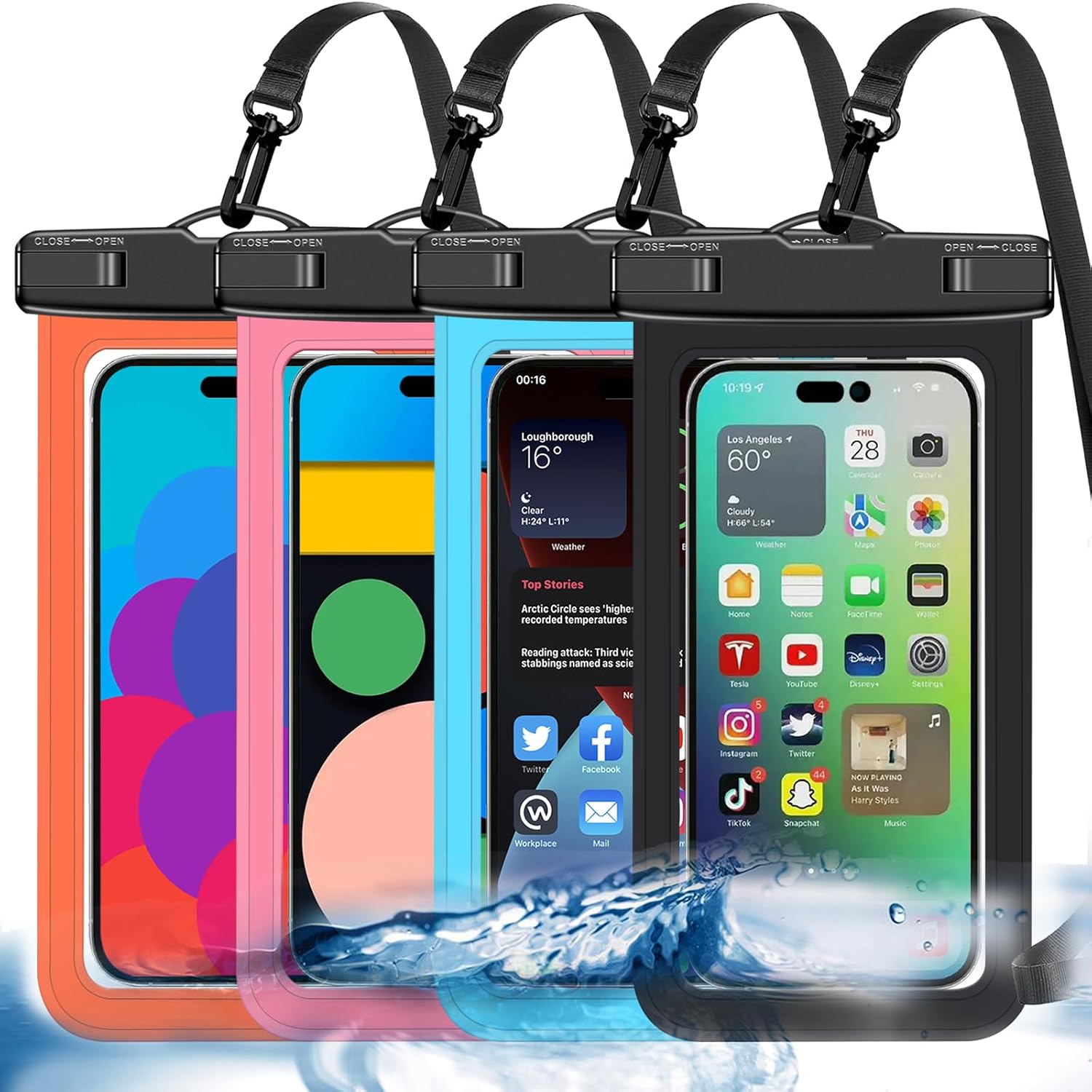 Famoby 4 Pack Multicolor Universal Waterproof Phone Pouch